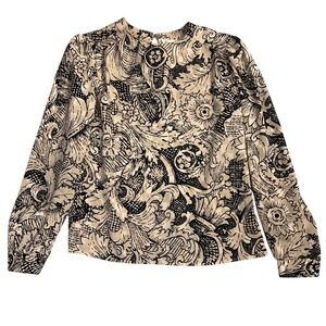 Diversity Vintage‎ Floral Print Long Sleeve Mock Neck Blouse Size 16